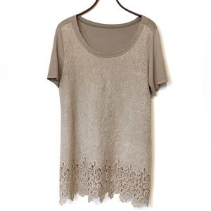 Cracker Barrel | Gray Textured Crocheted Shortsleeved Tunic Top Dress M